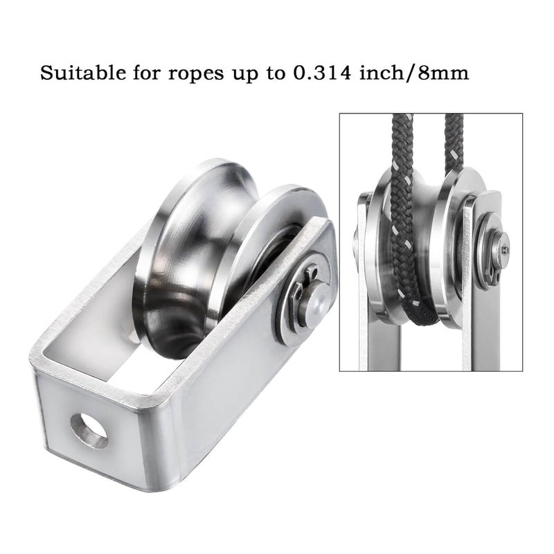 KCNOFNC Cable Pulley Wheel for Rope with Ball Bearing, Smooth No Noise, Wall Mounted Ceiling Fixed Wire Pulley for Pulley System Lifting, DIY Home Gym, Winch, 2 Pack - Image 5